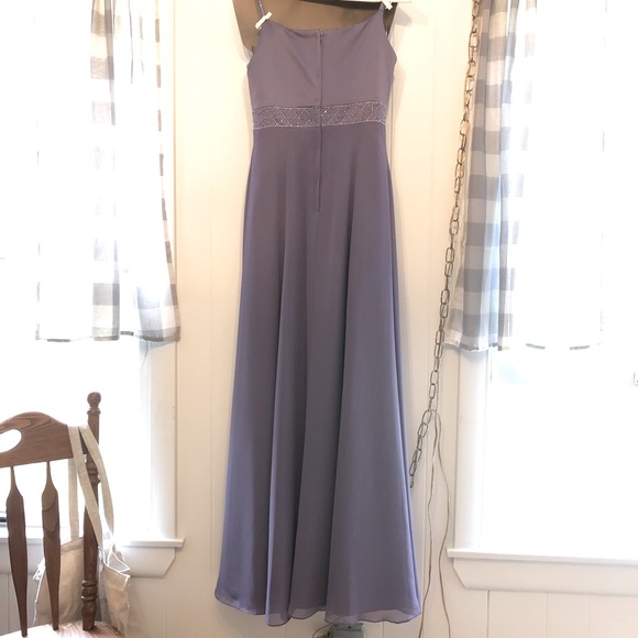 Lavender Empire Waist Prom Gown - Picture 4 of 8